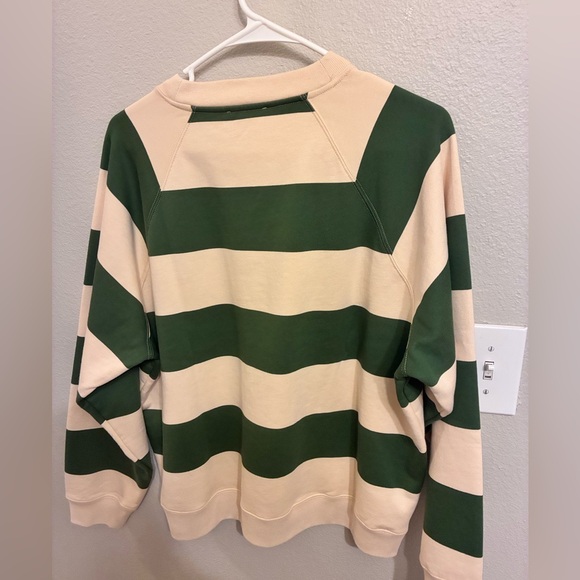 NWT Sezane Green and Cream Striped Sweatshirt - Picture 7 of 8